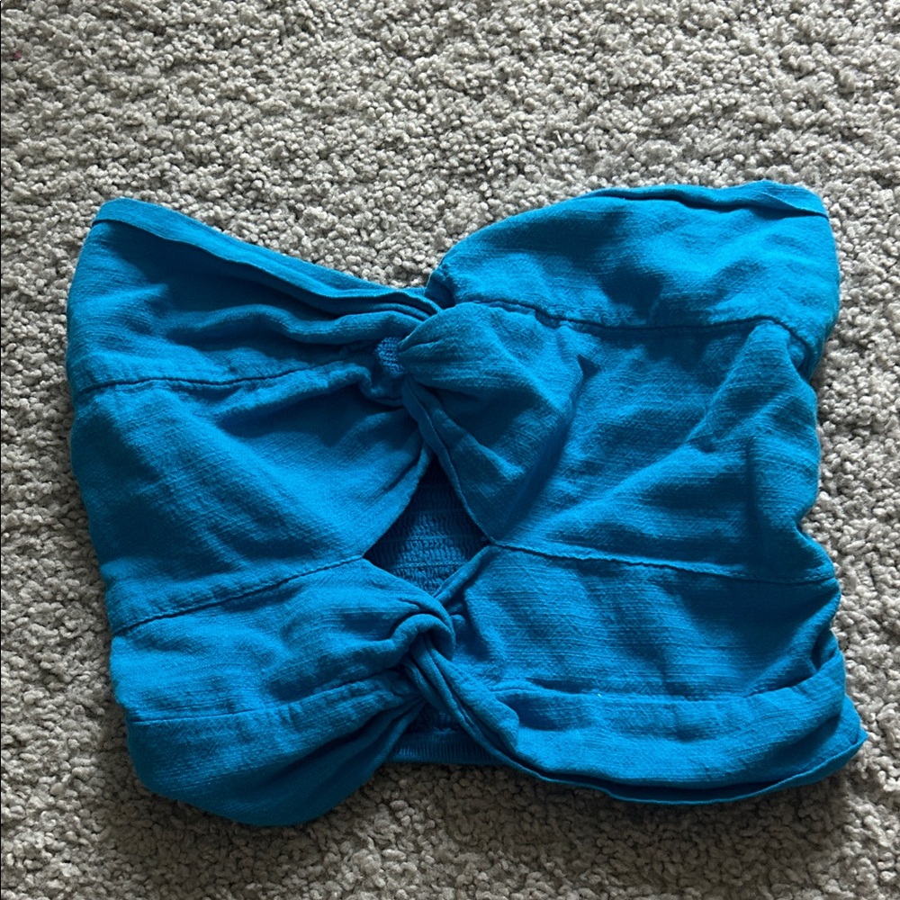 Blue Twist Front Bandeau Top